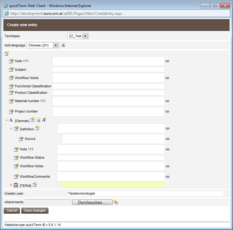 Dialog "Neuen Eintrag anlegen"