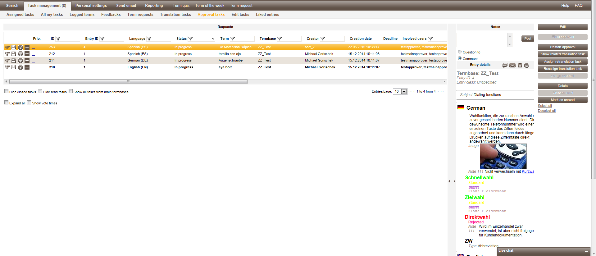 Overview approval tasks - Web
