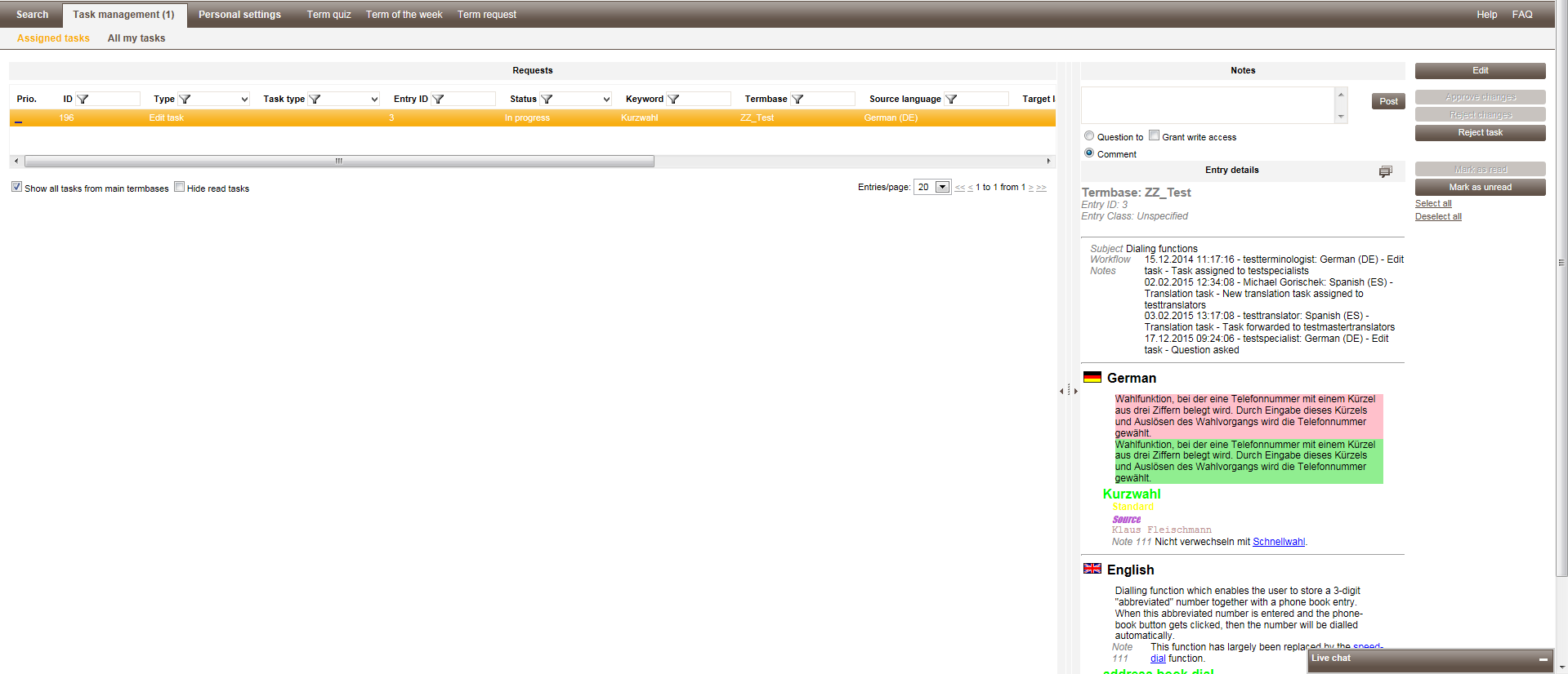 Edit task dialog box - Web